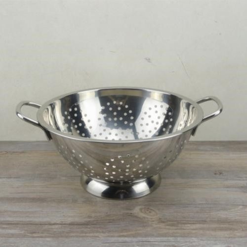 Stainless Steel Colander - Metal Deep Colander with Handles - 24 cm