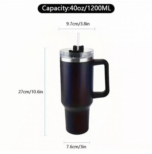 40oz Large Capacity Straw Tumbler with Handle – Color-Coated Plastic Travel Cup for Bulk Supply