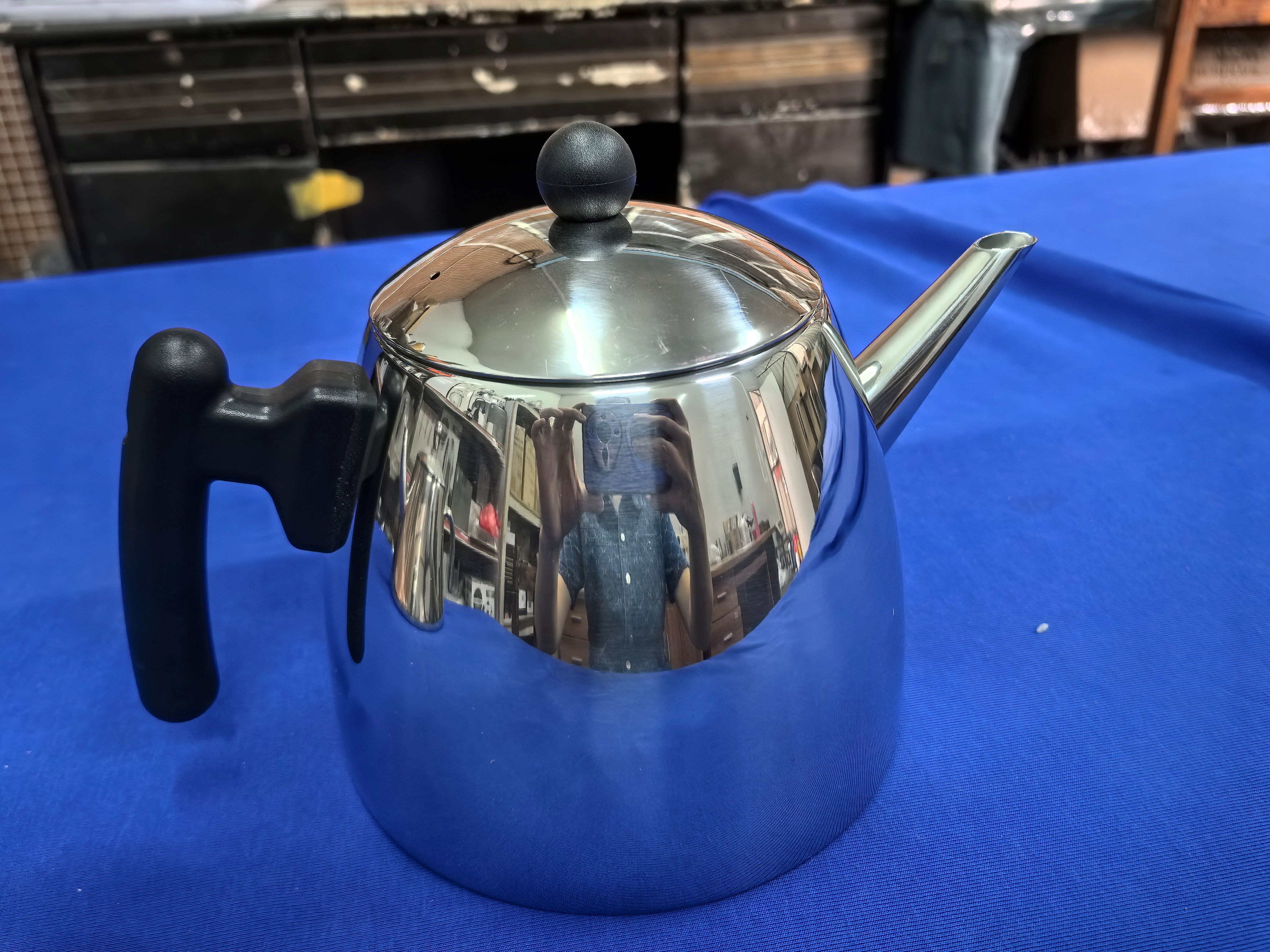 Handmade Indian Aluminum Tea Kettle with Festive Design Perfect for Hotel Tabletop and Kitchenware Accessory