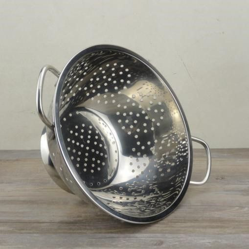 Stainless Steel Colander - Metal Deep Colander with Handles - 24 cm