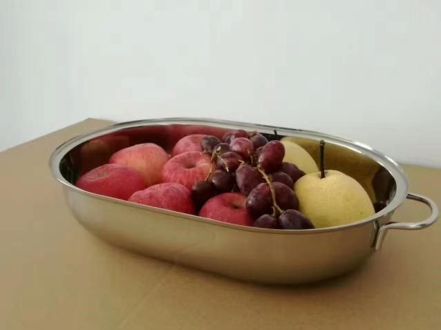 304 stainless steel dinner plate/tray/fruit tray with handle